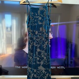 Joe & Elle Teal Floral Velvet Slip Dress - Women